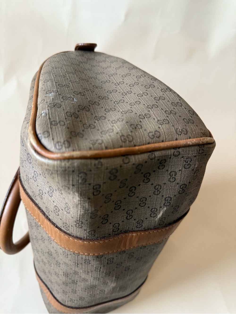 VTG Gucci Brown Monogram Canvas Leather Handbag - Picture 14 of 16